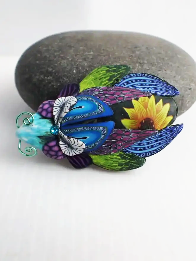 Wanda Shum Designs Polymer Millefiori Colourful Bug Pin