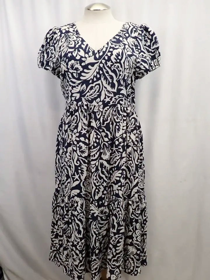 (NEW) Reitmans Viscose Blend Baritone Blue Cap-Sleeve Dress (XL)