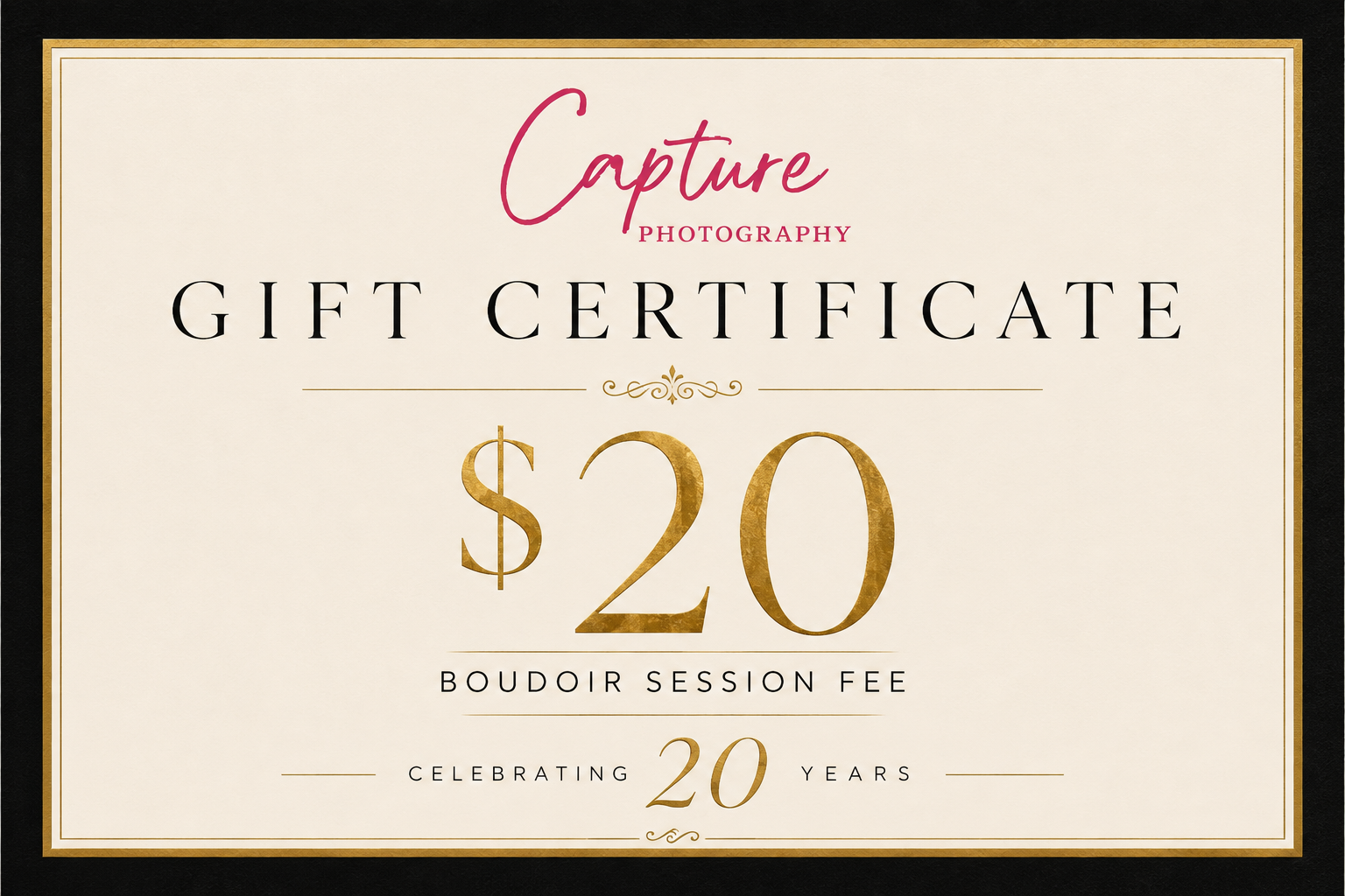 $20 Year Celebratory Session Fee