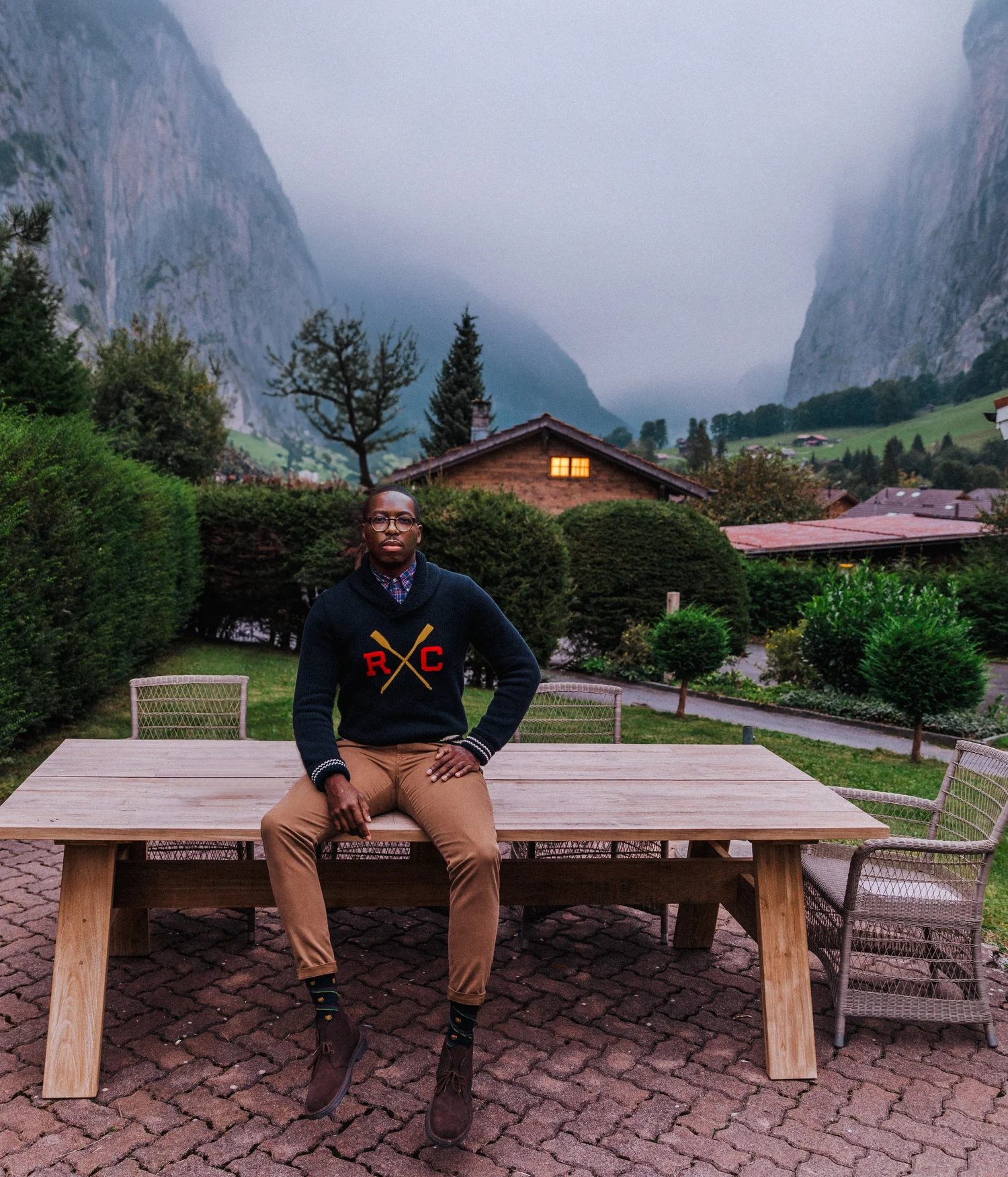 Maurice Jackson seated outdoors in Switzerland, from Swiss Looks: Day 4