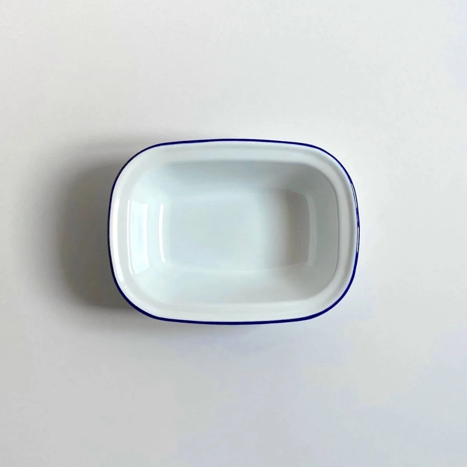 Two Blue Rimmed White Enamel Pie Dishes Small Falcon Housewares