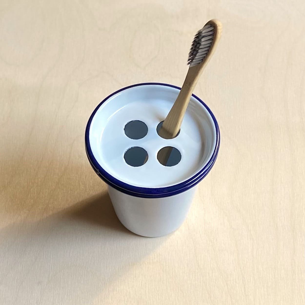 Blue Rimmed White Enamel Bucket Small Falcon Housewares Grant & Budds