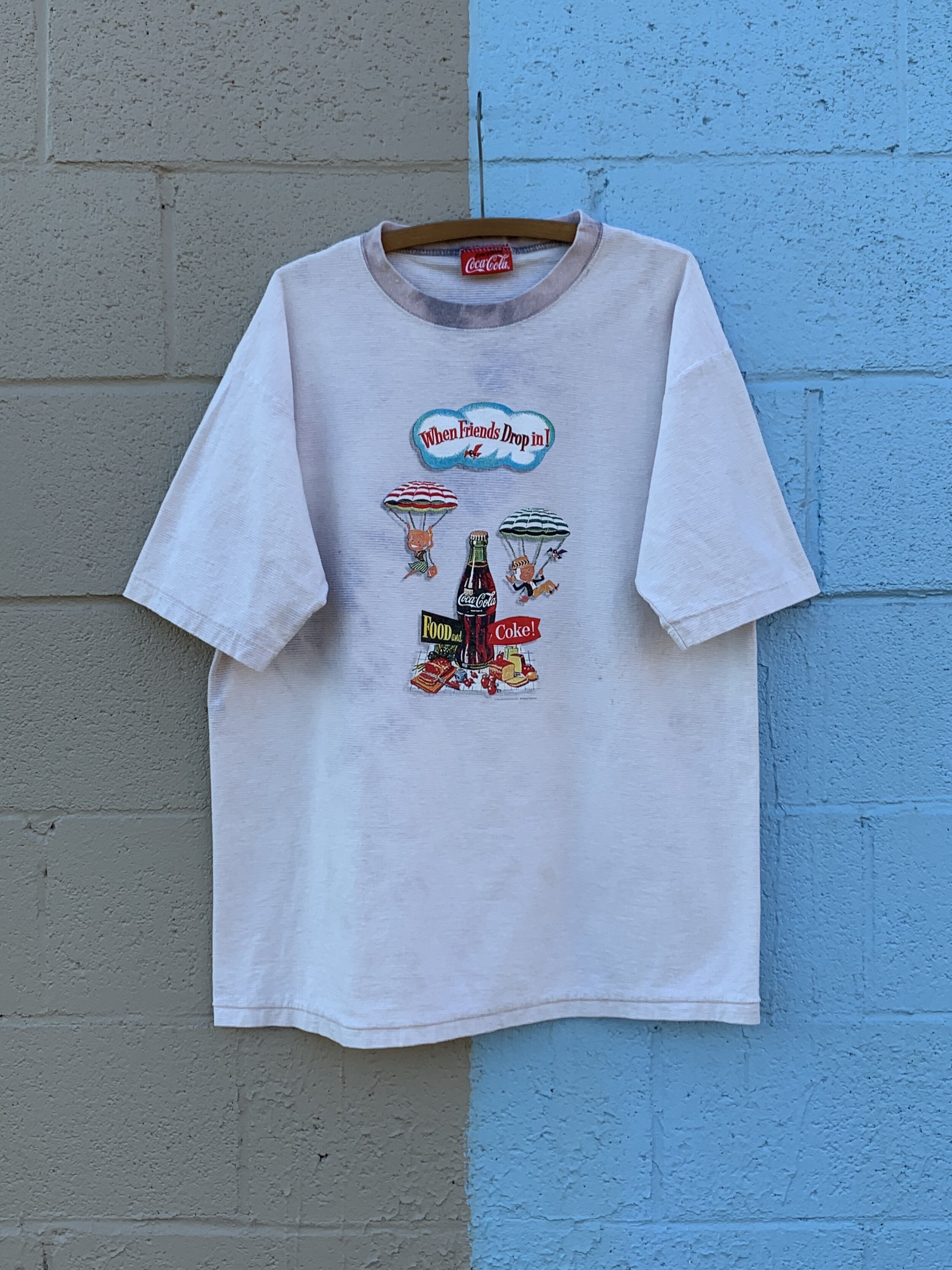 1990s Coca Cola Striped Tee Size XL