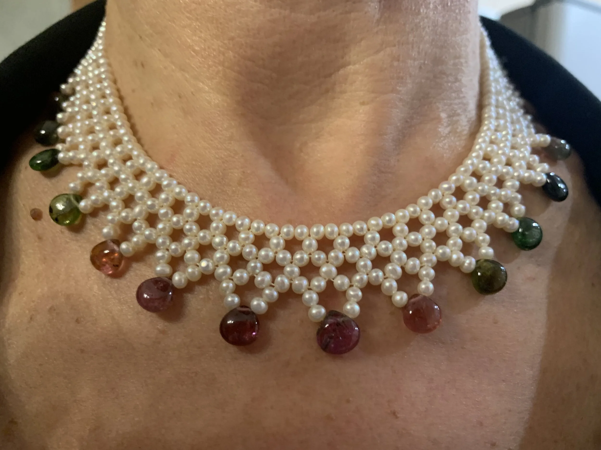 Cultured Pearl &amp; Multi-color Tourmaline