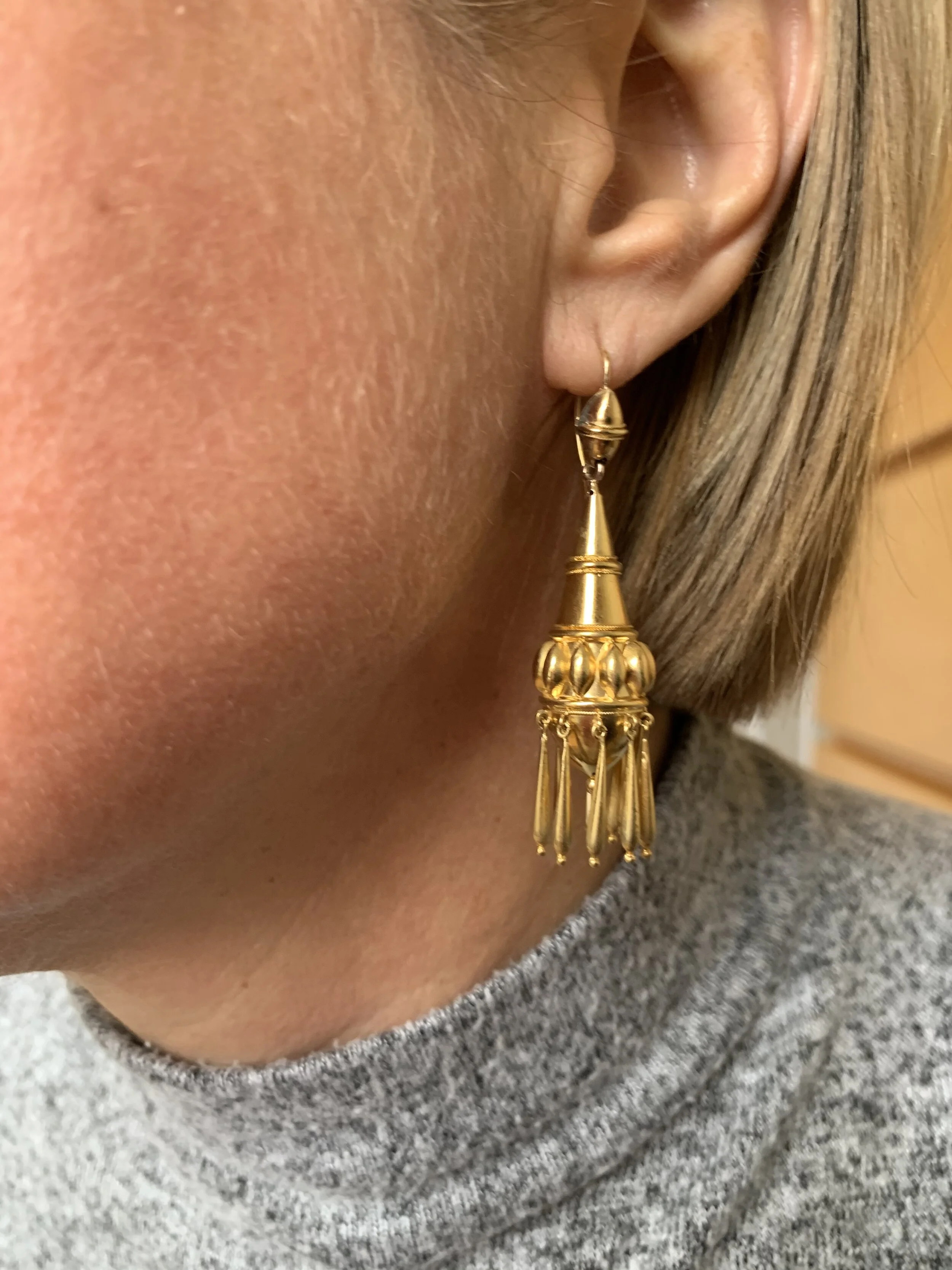 Antique English 15 Karat Yellow Gold Chandeliers