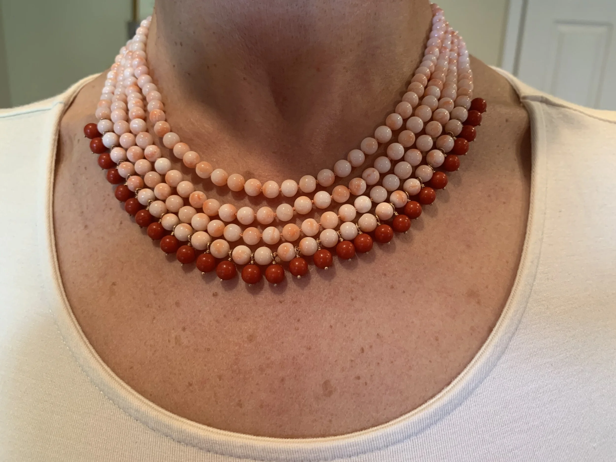 Pink and Red Coral Necklace