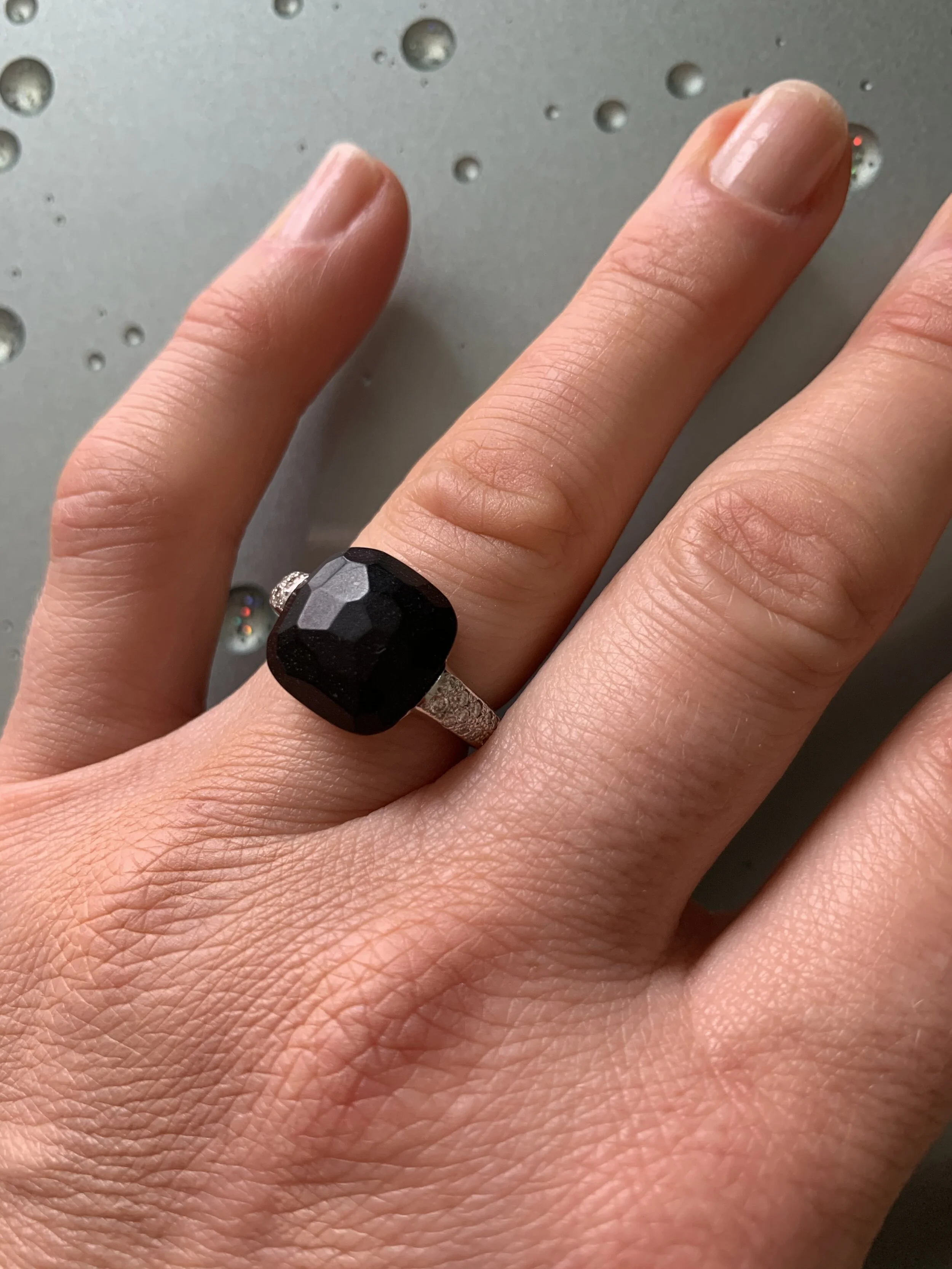 Jet, Diamond and 18 Karat Gold 