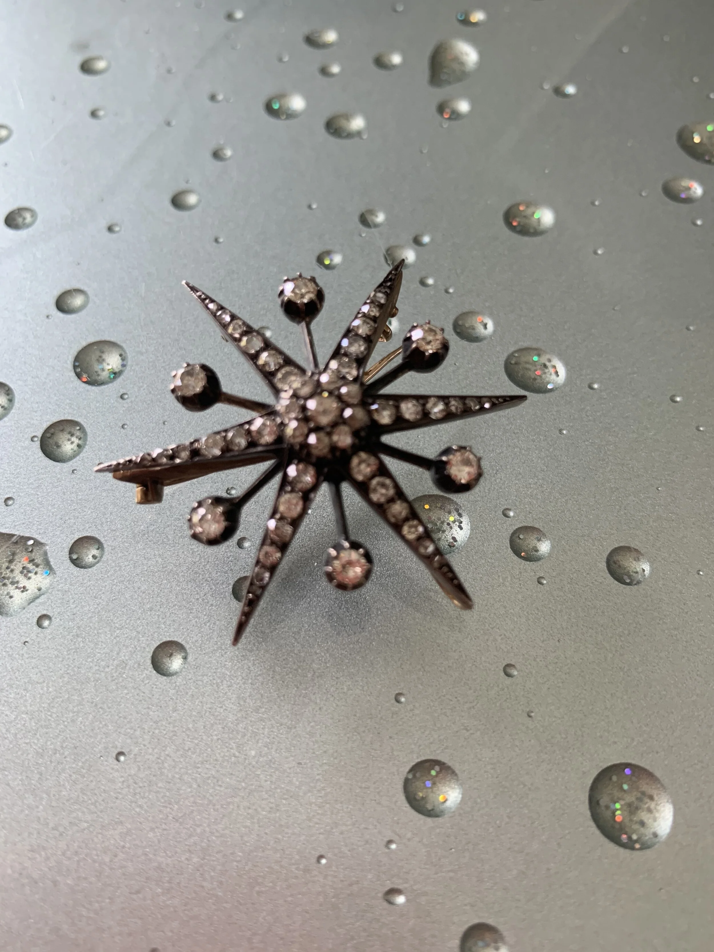 Antique Starburst Brooch in Silver &amp; Gold