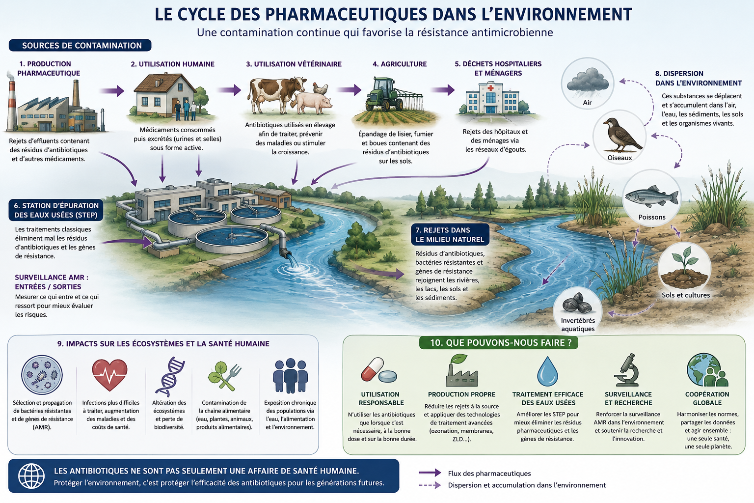 Où vont les antibiotiques une fois utilisés?