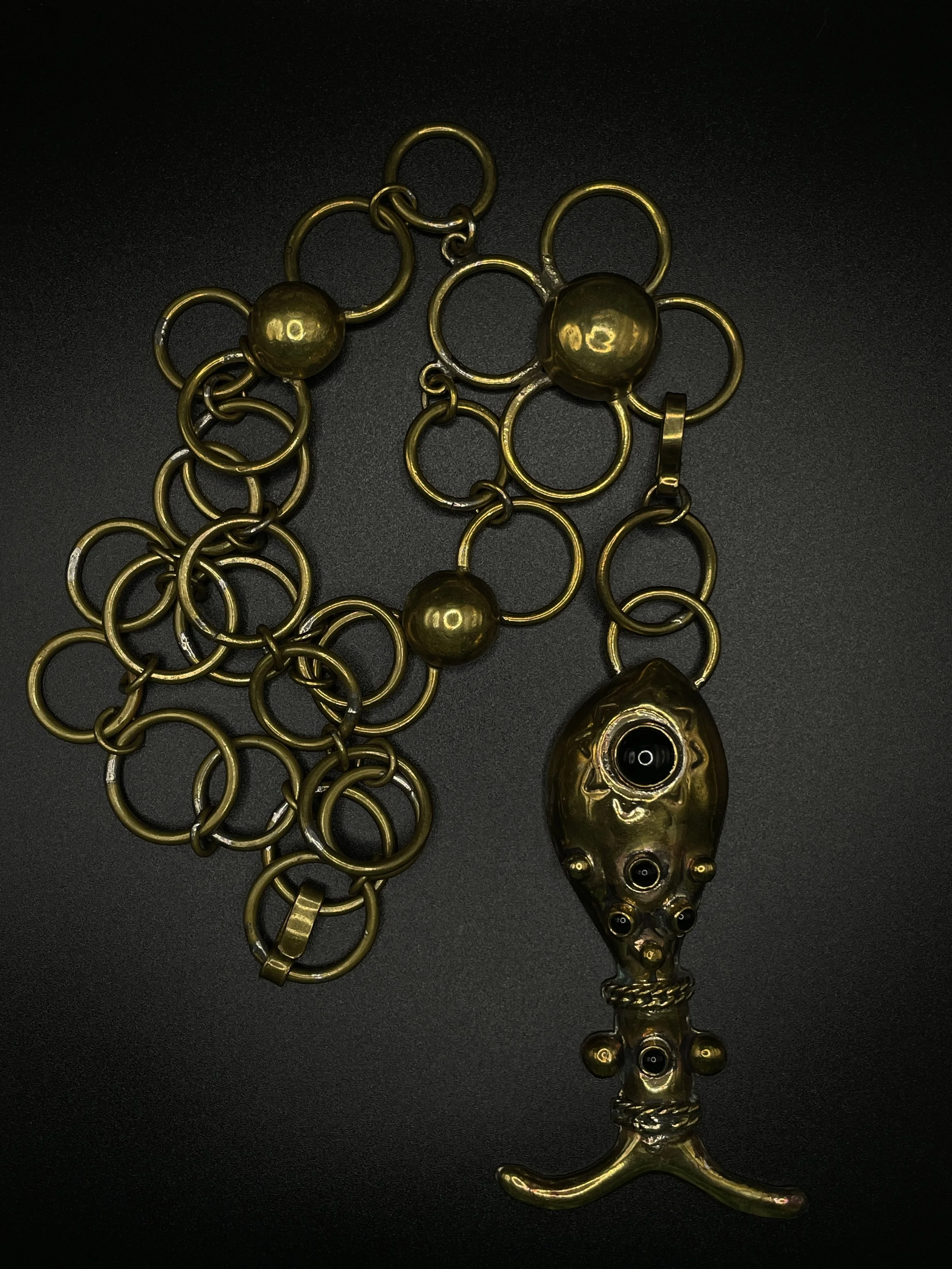 Necklace/Belt:  1940s Hubert Harmon Atomic Fish