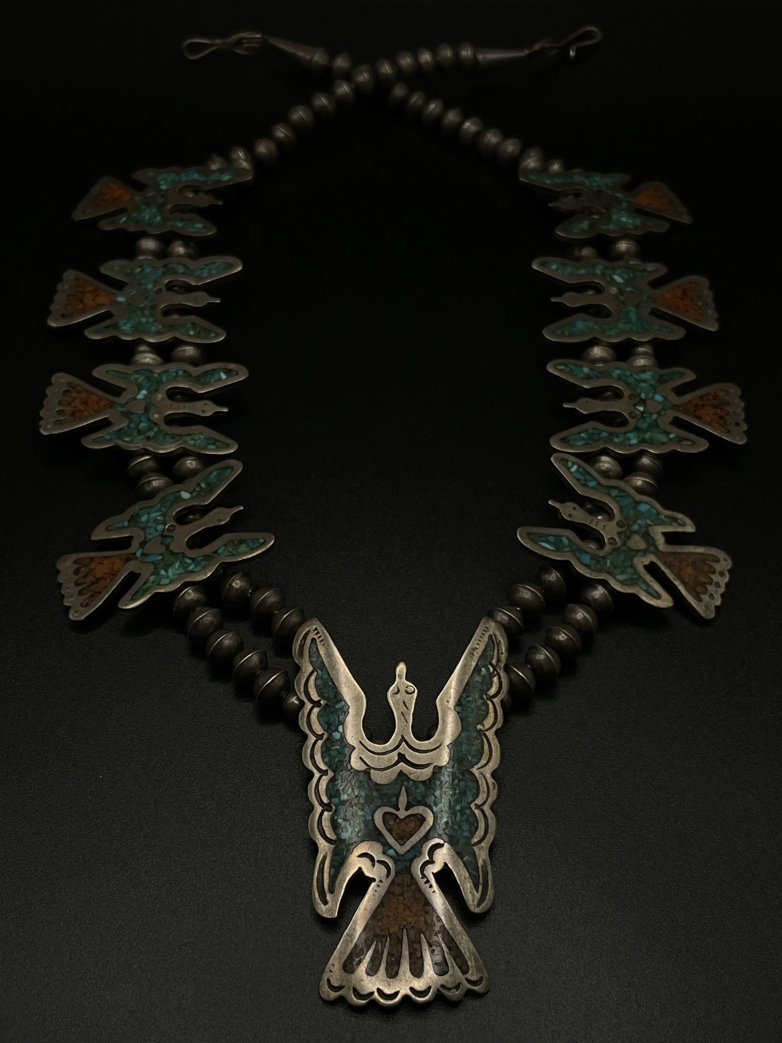 Necklace: Museum quality Peyote Bird Squash Blossom