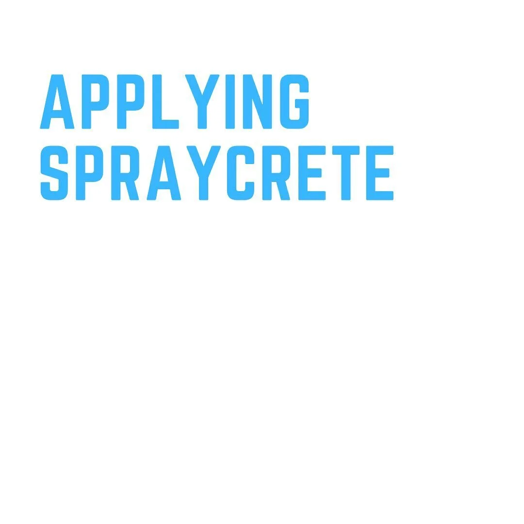 When applying spraycrete, the first step is to clean the surface with a high-pressure cleaner. 

Then, surrounding areas such as walls and other floor surfaces must be covered to prevent overspray as the spraycrete is being applied (we also remove an