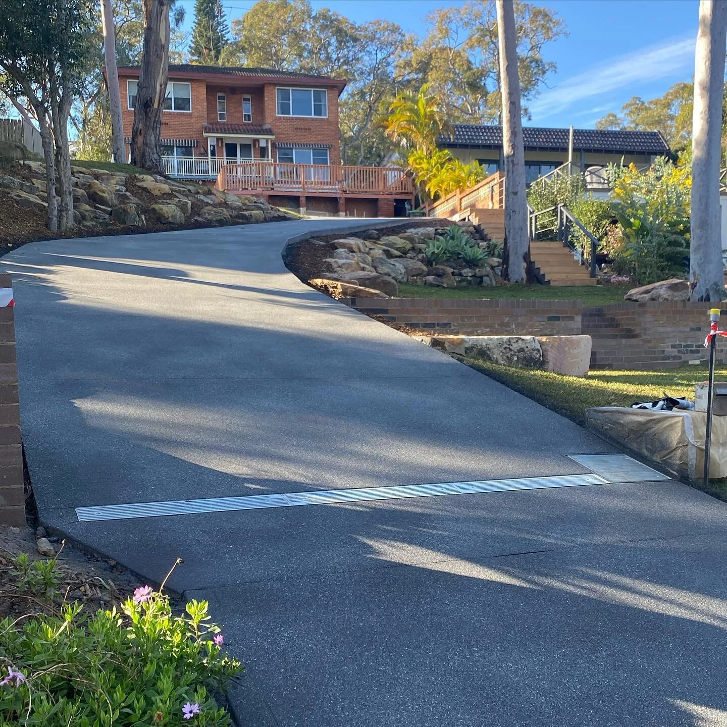 Safety - A primary concern when it comes to all driveways&hellip;

This is one mammoth job we began for @entrenchedlandscapes back in March. 

It began as an uninviting, long, narrow and steep driveway that was a huge concern for these clients with a