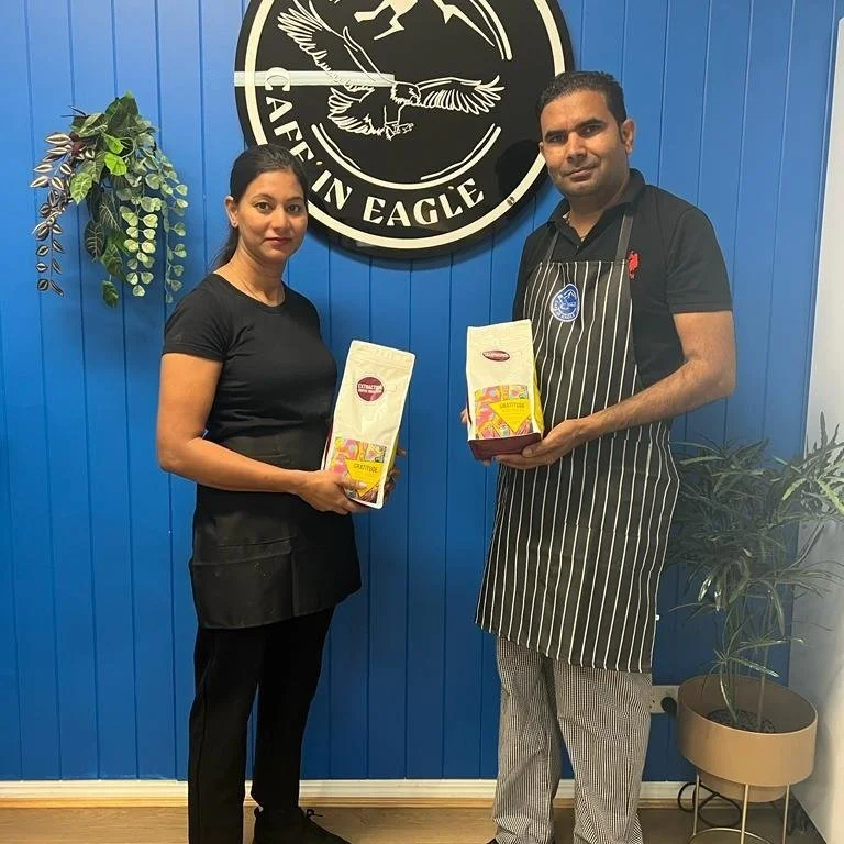 Amar and Mamta, owners of Cafe in Eagle