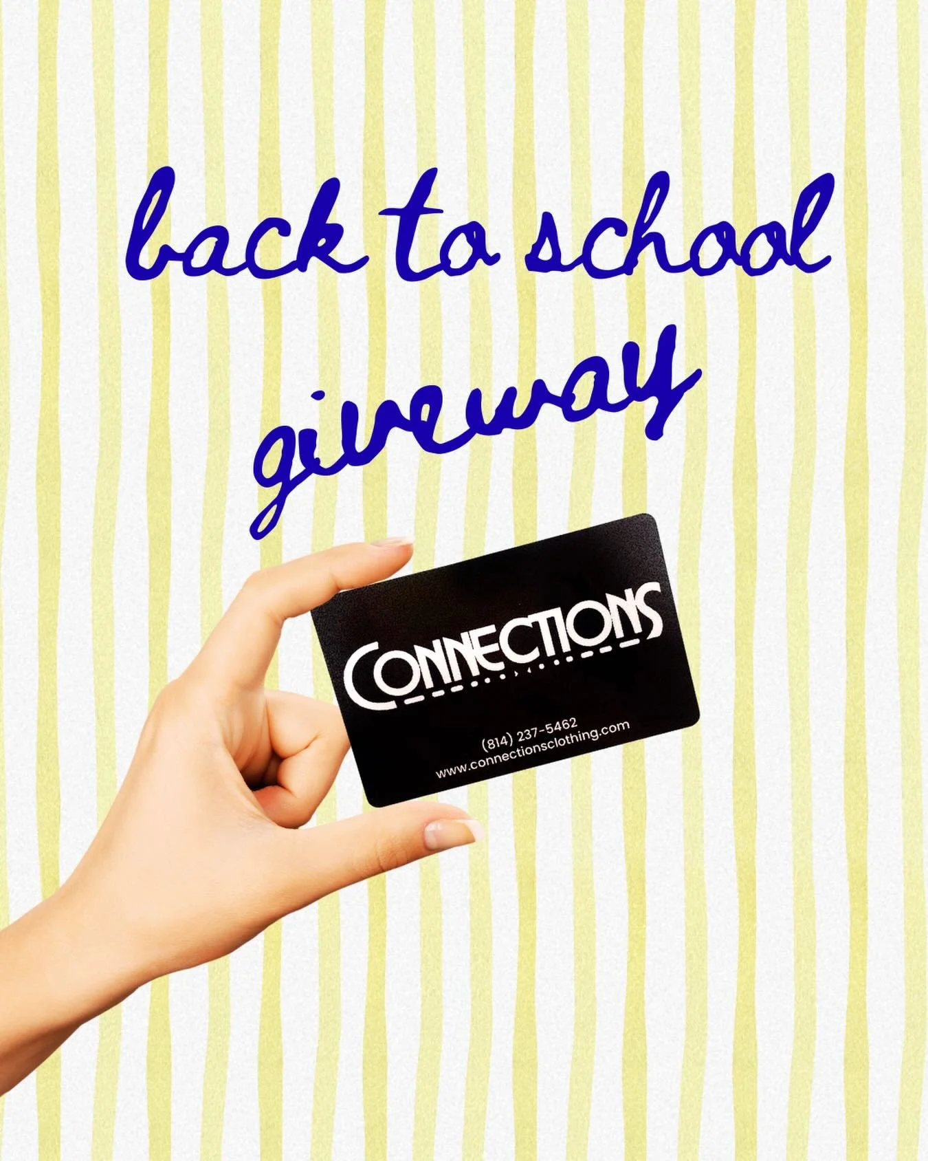 ⭐️ WIN A $100 CONNECTIONS GIFT CARD ⭐️

To celebrate the new year and new semester we&rsquo;re giving away a $100 gift card to Connections! 

⭐️How to enter the giveaway: 

1) Follow us on Instagram and Tik Tok (Tik Tok- connectionsstatecollege) 

2)