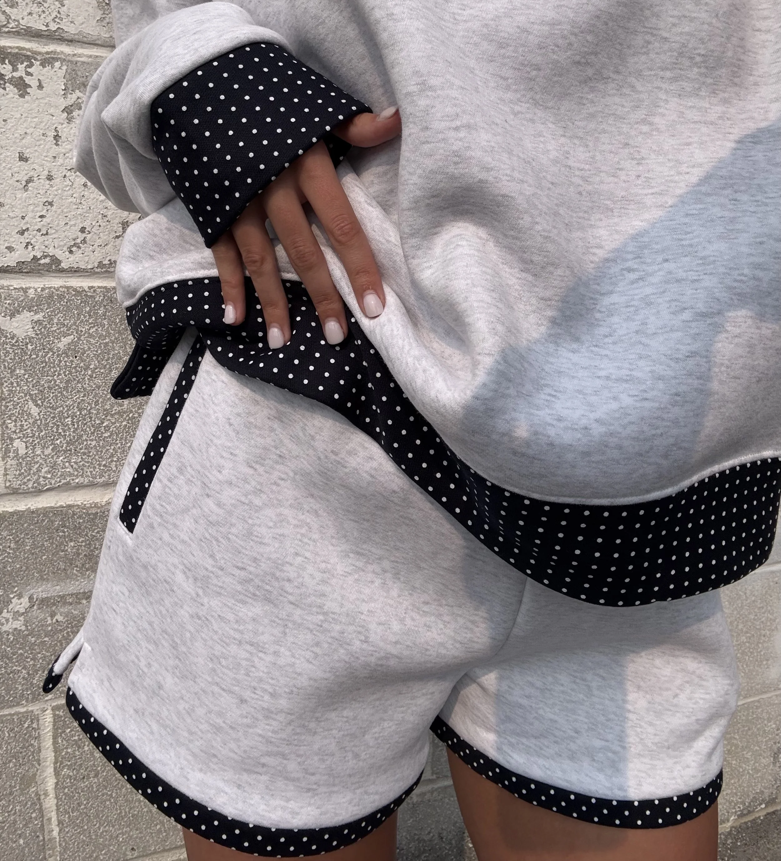 Navy Polka Dot Trim Shorts