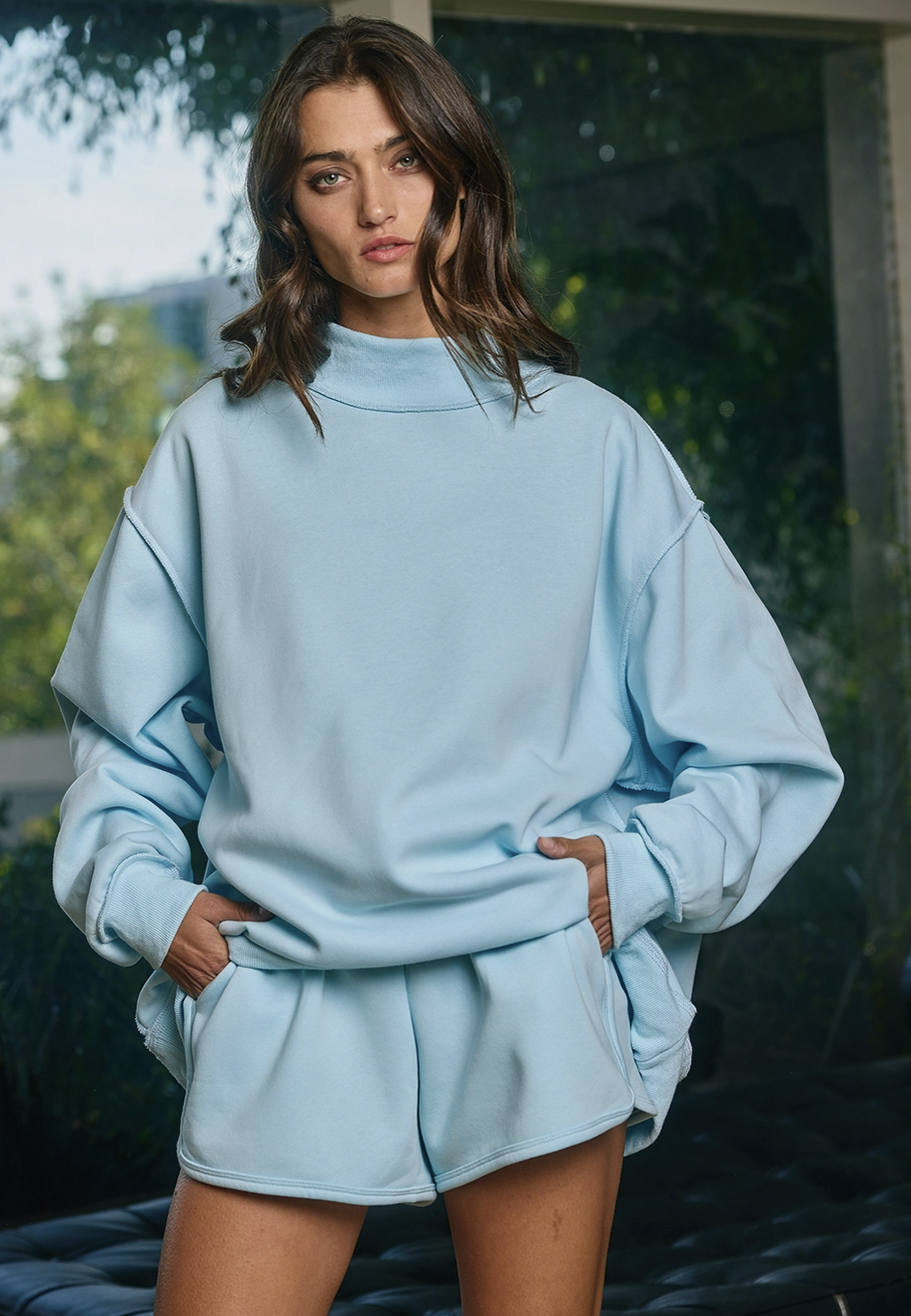 Reverse Seam Mock Neck