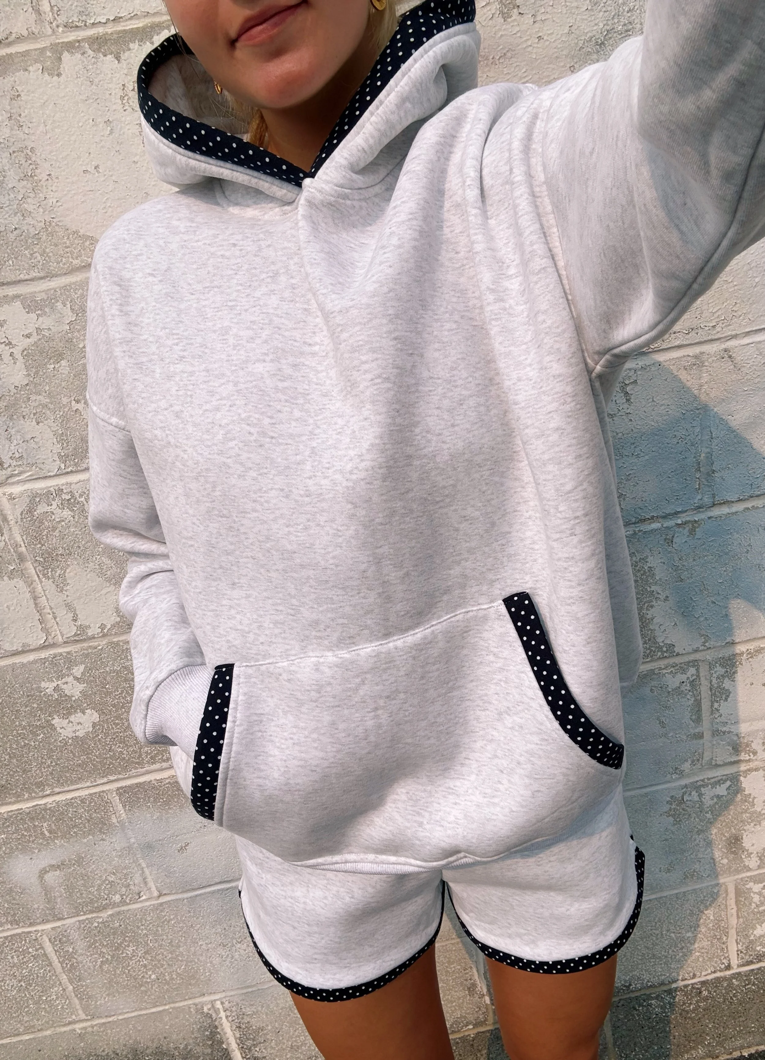 Navy Polka Dot Hoodie