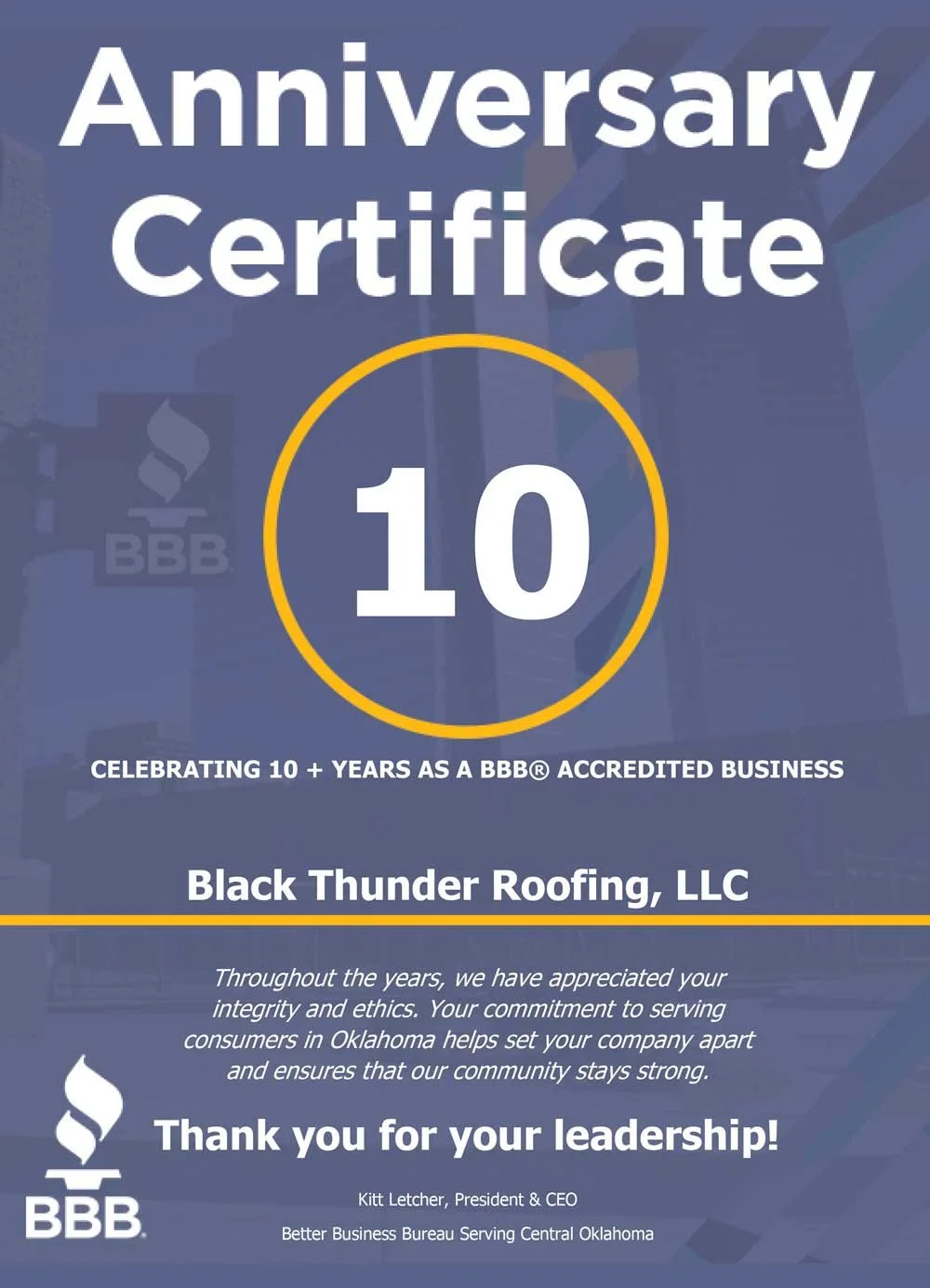 BBB A+ Rated Roofer 10 Years Running Newcastle, OK