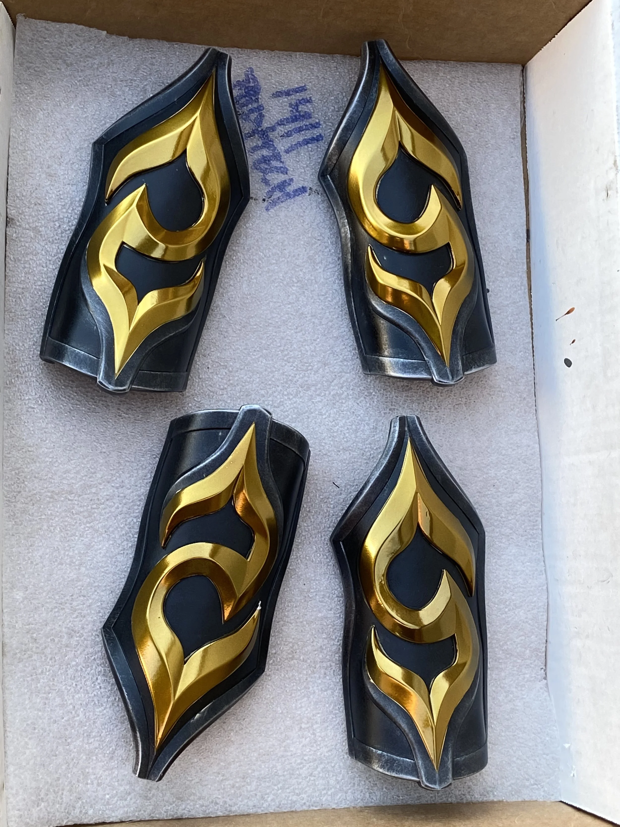 Semi-rigid urethane rubber gauntlets, painted and ready.