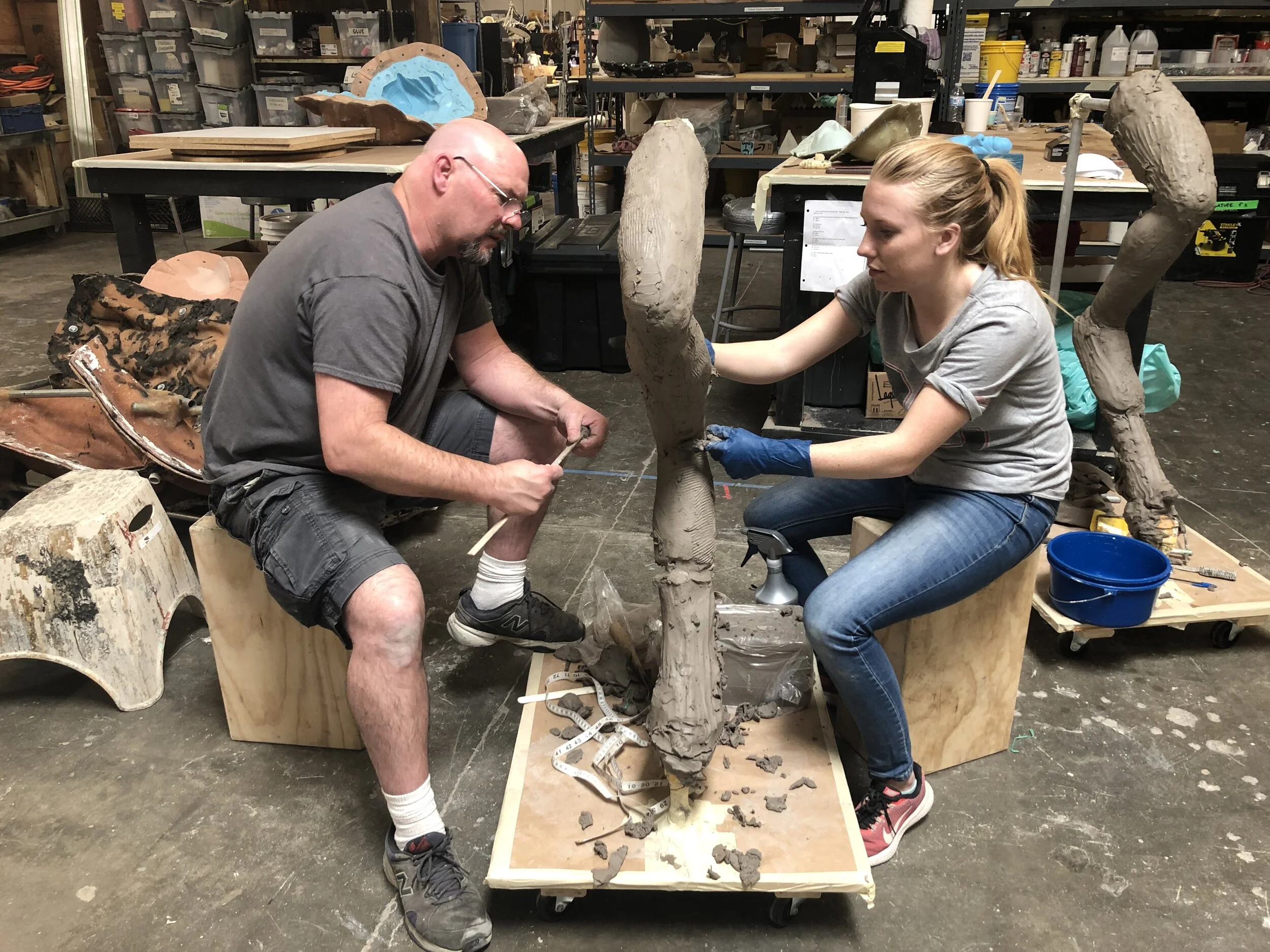 Ian Stevens and Shannon Pitts begin leg sculpts