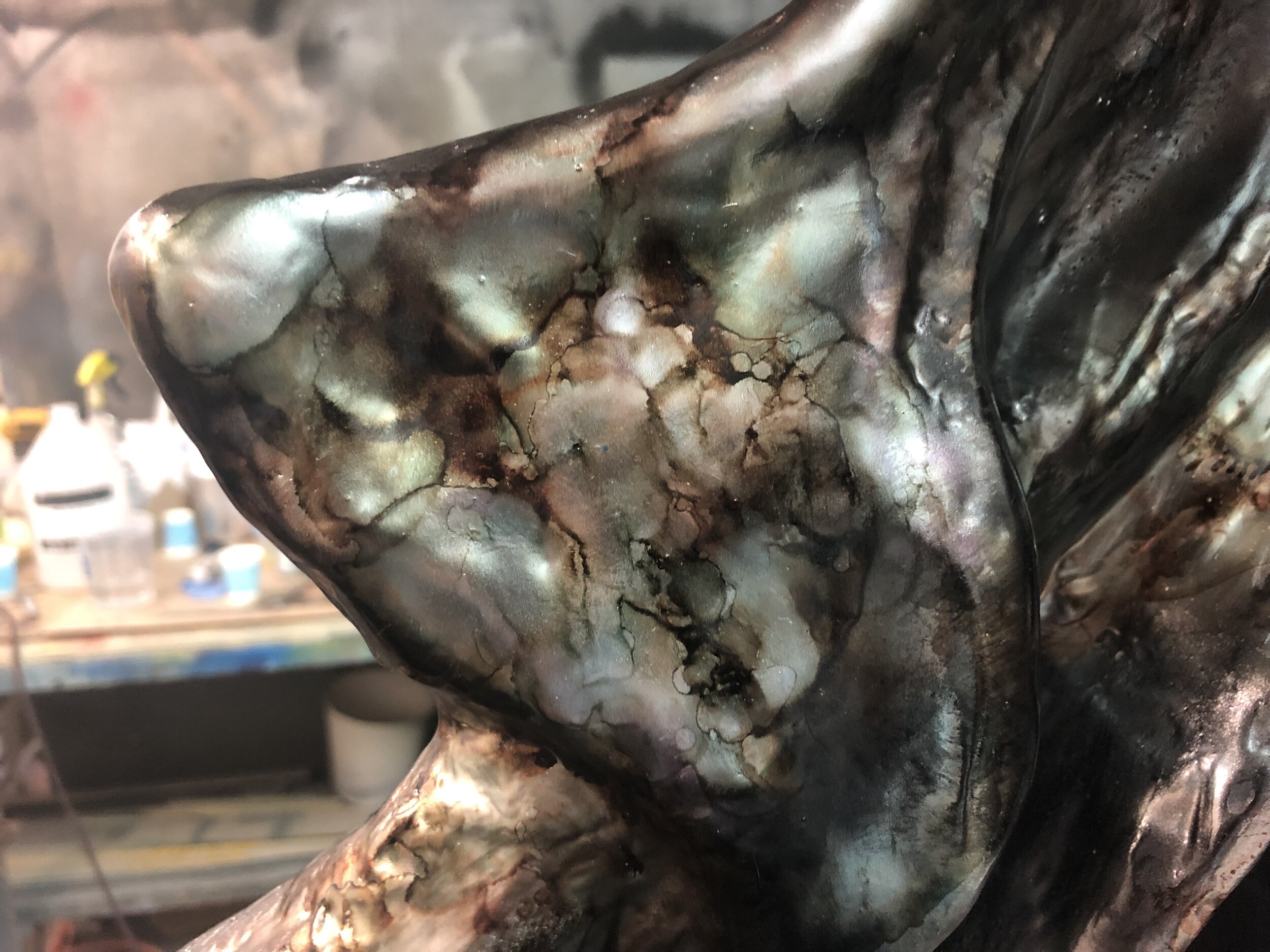 Abalone-inspired colors on the inside.