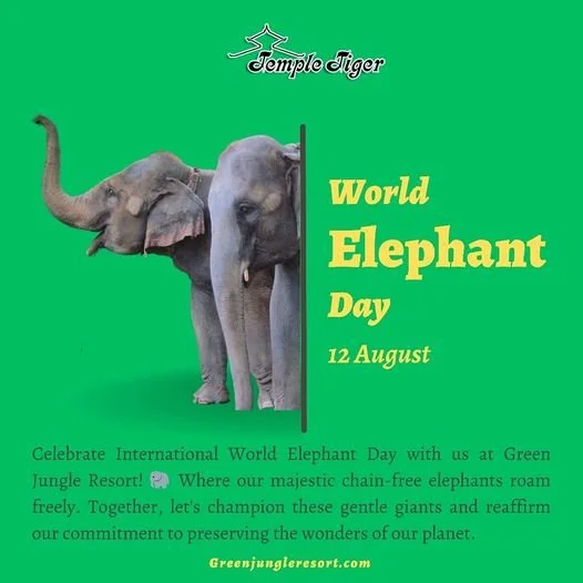 Elephant Day poster with 2 chain free elephants