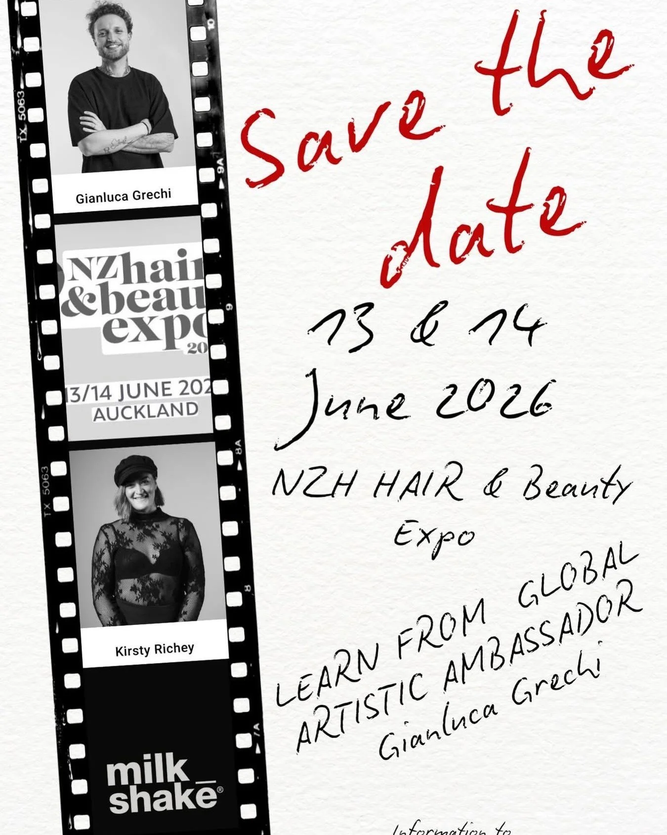 SAVE THE DATE !!!! 
June 13 &amp; 14th  Auckland 
NZ Hair &amp; Beauty Expo
Your chance to see milk_shake Global Artistic director @gianlucagrechi  and milk_shake Global Artist @hairbykirst at work 
You won&rsquo;t want to miss this 😉