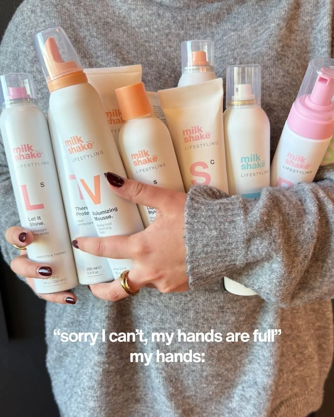Sorry, can&rsquo;t talk. My hands are full. 🩷

Our milk_shake lifestyling lineup delivers smoothness, volume, shine and protection from prep to finish. Every piece earns its place behind the chair. ✨