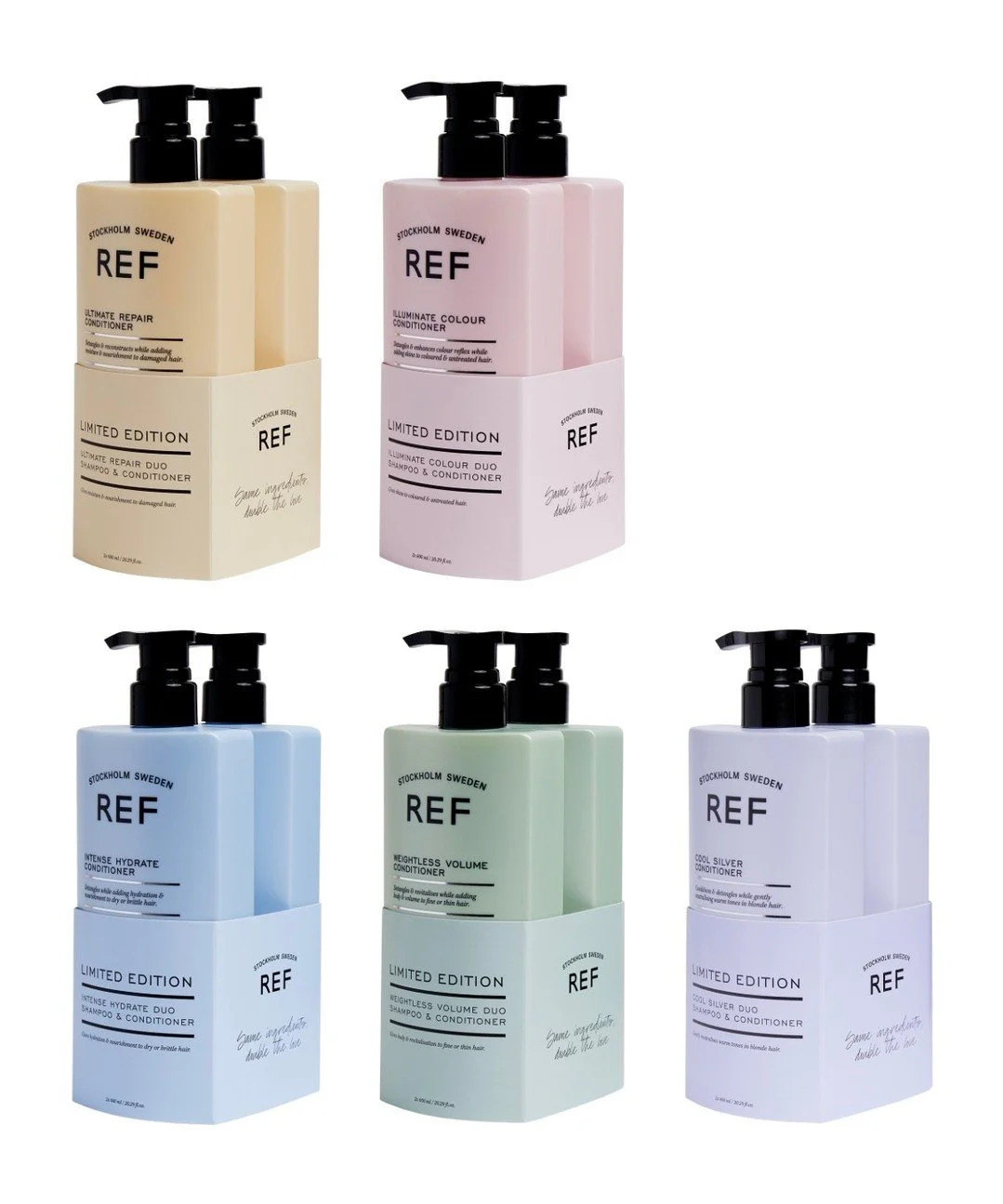 🌼 REF STOCKHOLM DUOS 🌼

Want to try one of these Ref Stockholm shampoo &amp; conditioner duos? All you have to do is comment which type you would like and follow Ref Stockholm New Zealand 

- Ultimate Repair 
- Illuminate Colour 
- Intense Hydrate 