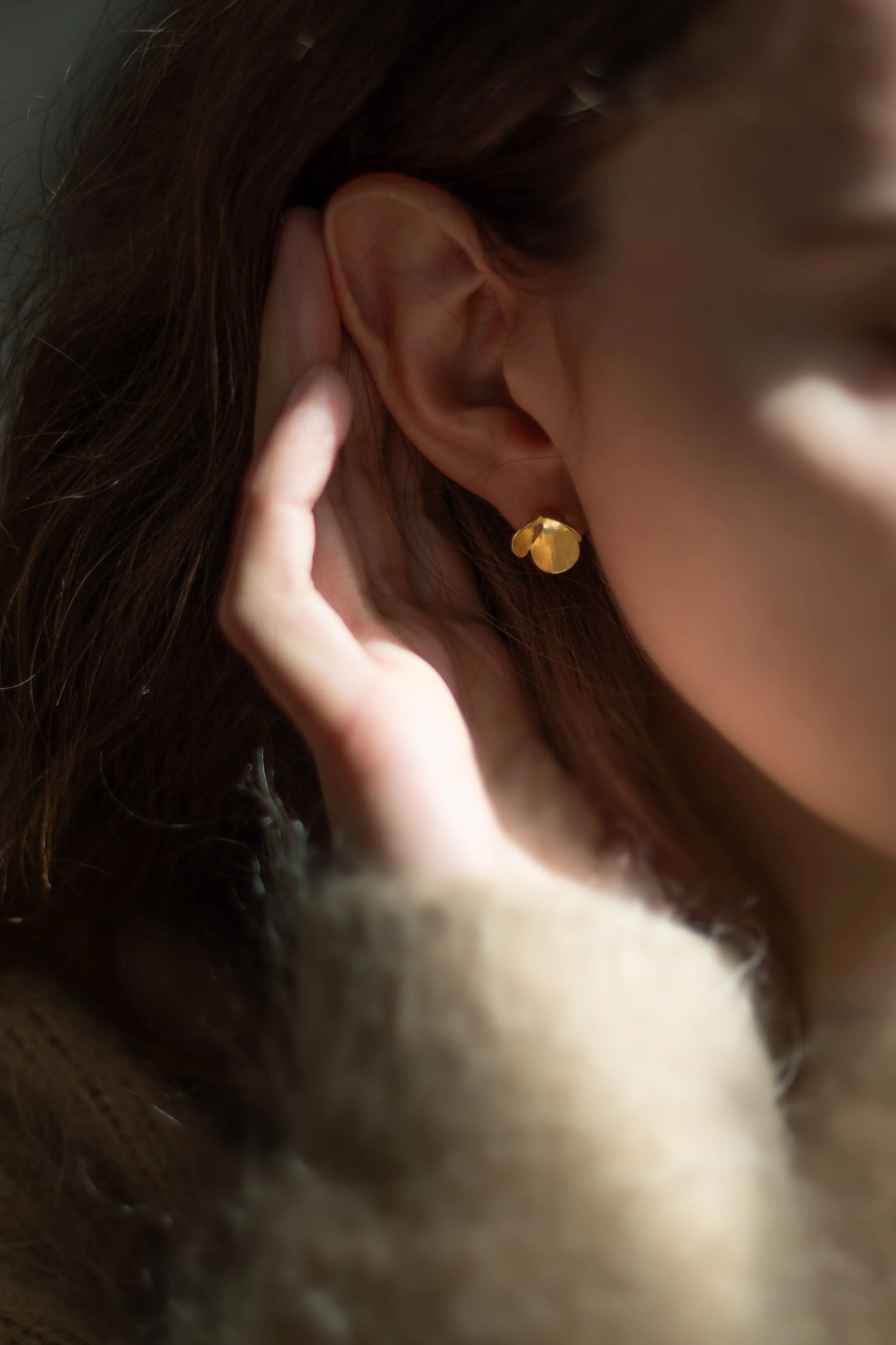 Gold Cherry Earrings by Kayo Saito