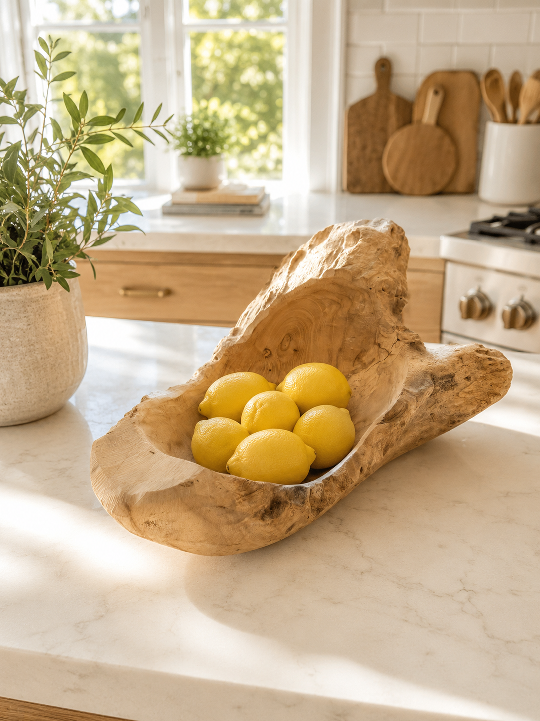 Hand-Carved Teak Root Bowl