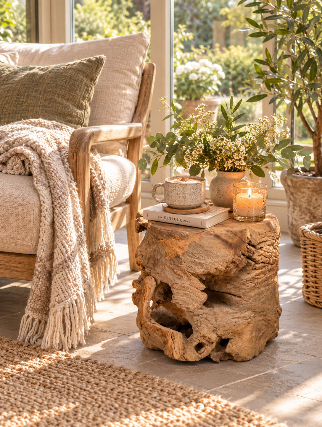 Teak Root Stool / Side Table
