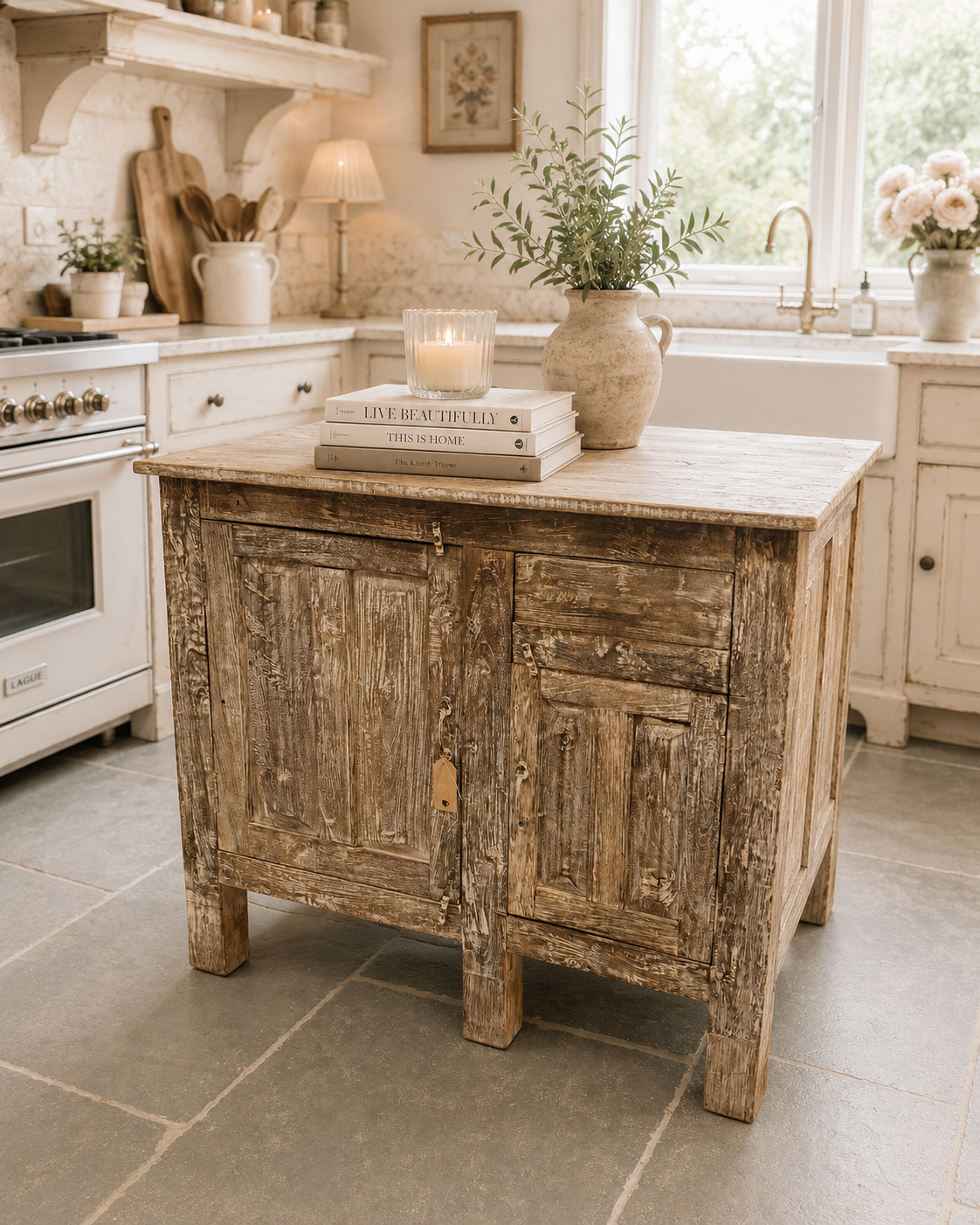 Vintage Rustic Indian Kitchen Island