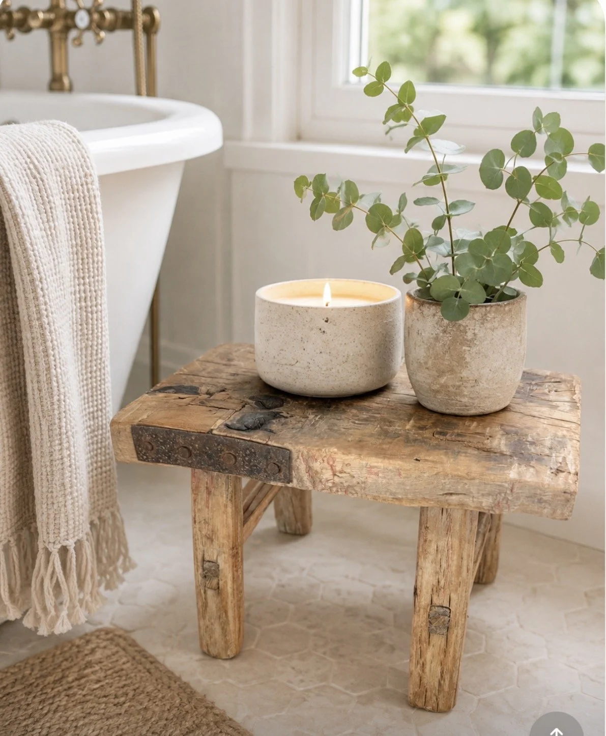 Rustic Charm Petite Wooden Stool