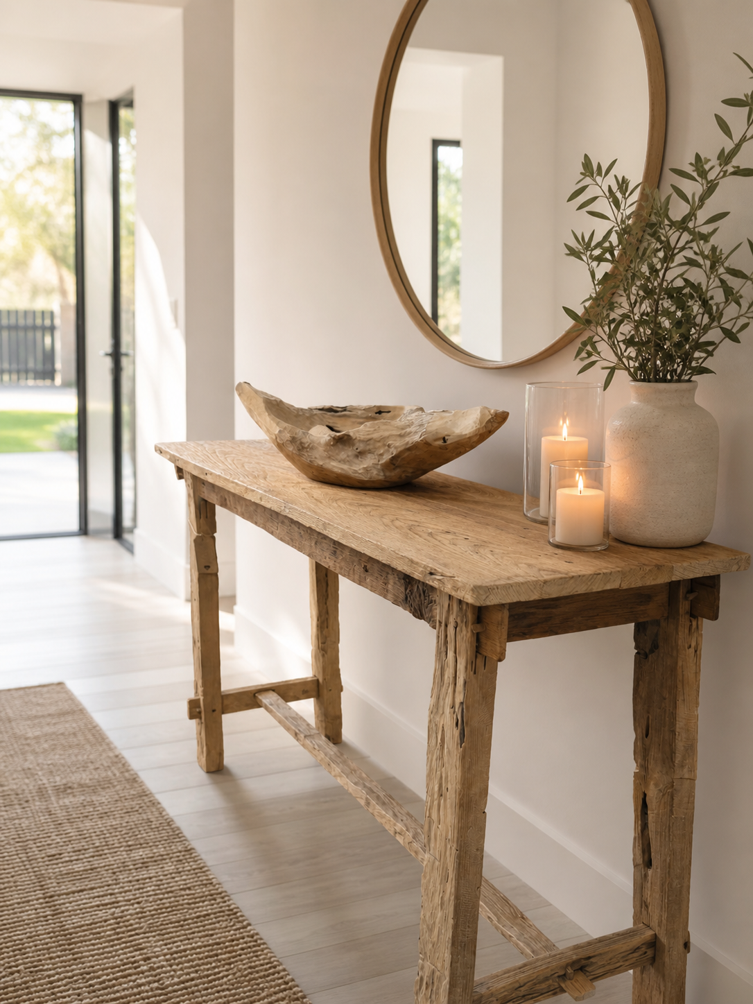Rustic Teak Console Table