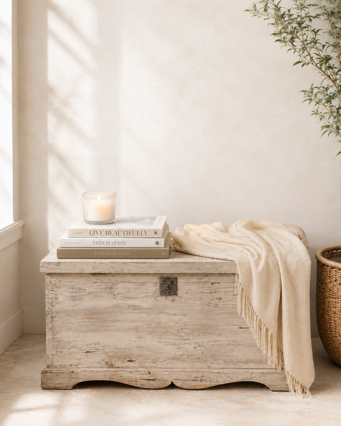 Teak White Washed Storage Chest