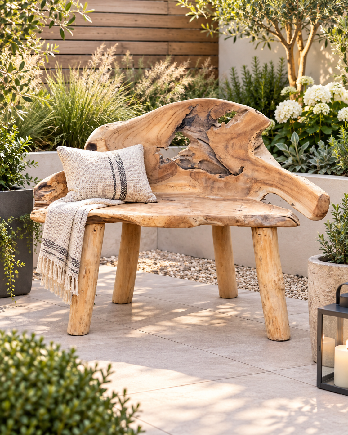 Handmade Rustic Teak Bench Seat