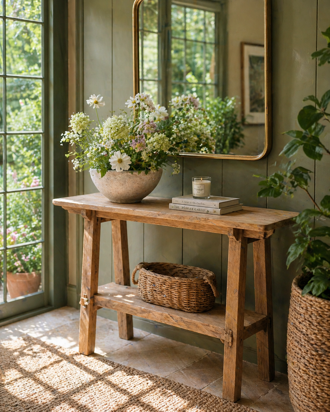 Rustic Teak Console Table