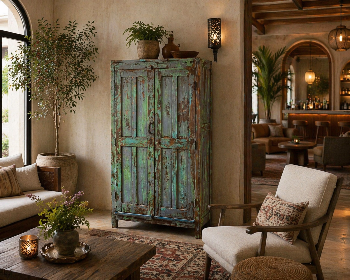 Vintage Rustic Indian Larder Cupboard