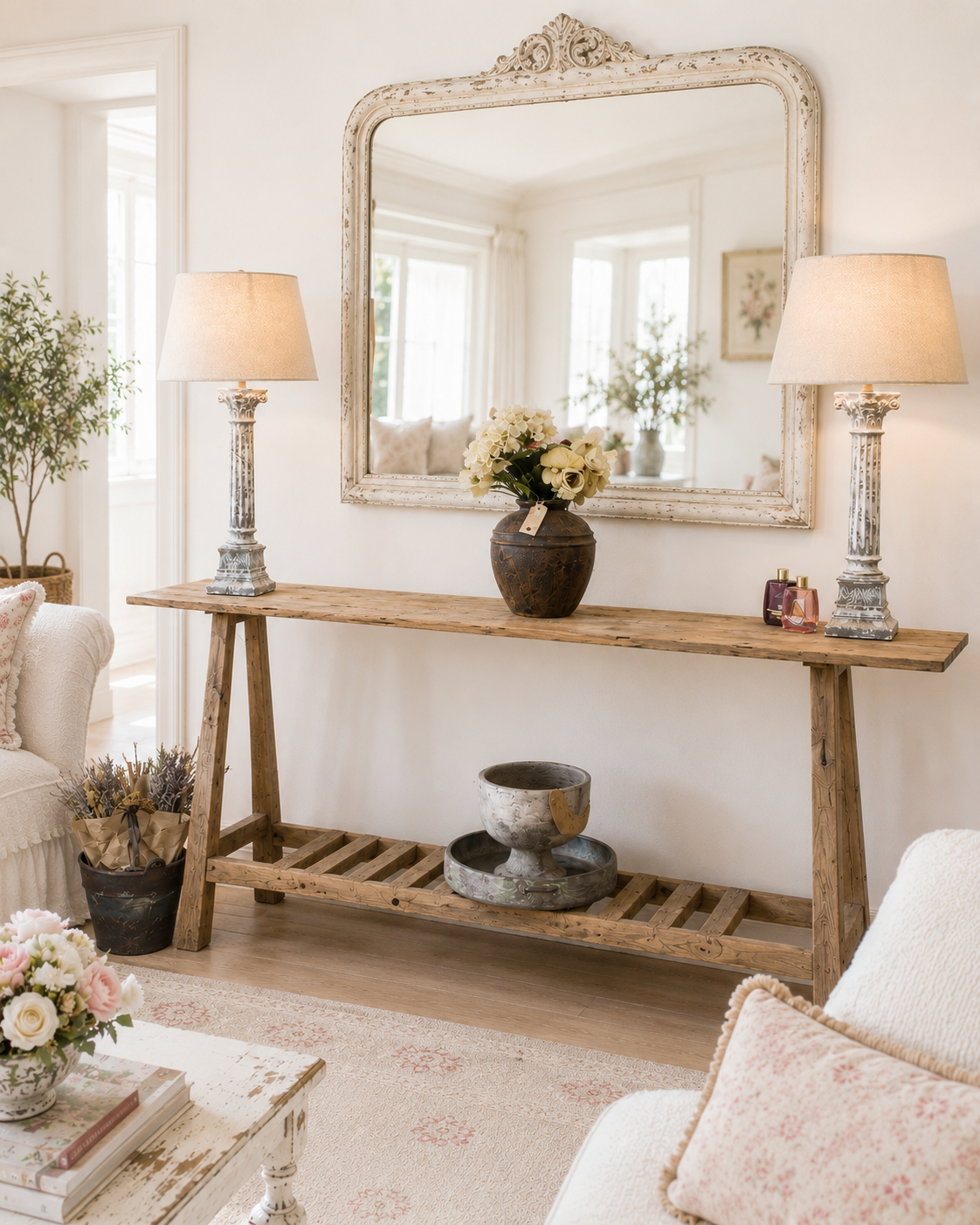 Rustic Teak Console Table