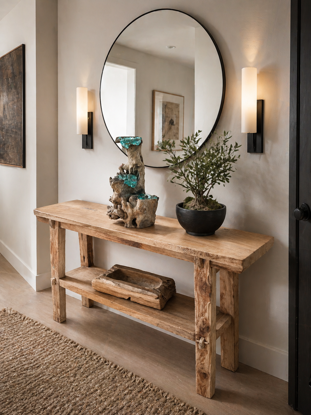 Rustic Teak Console Table