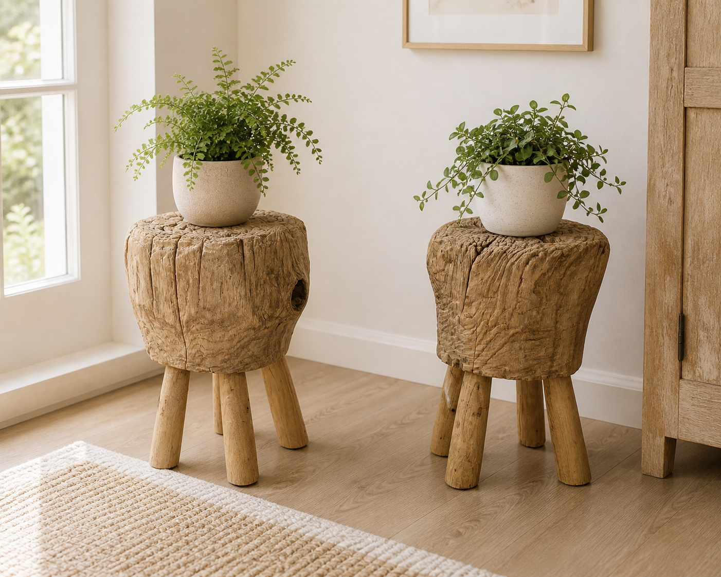 Handcrafted Teak Log Stool