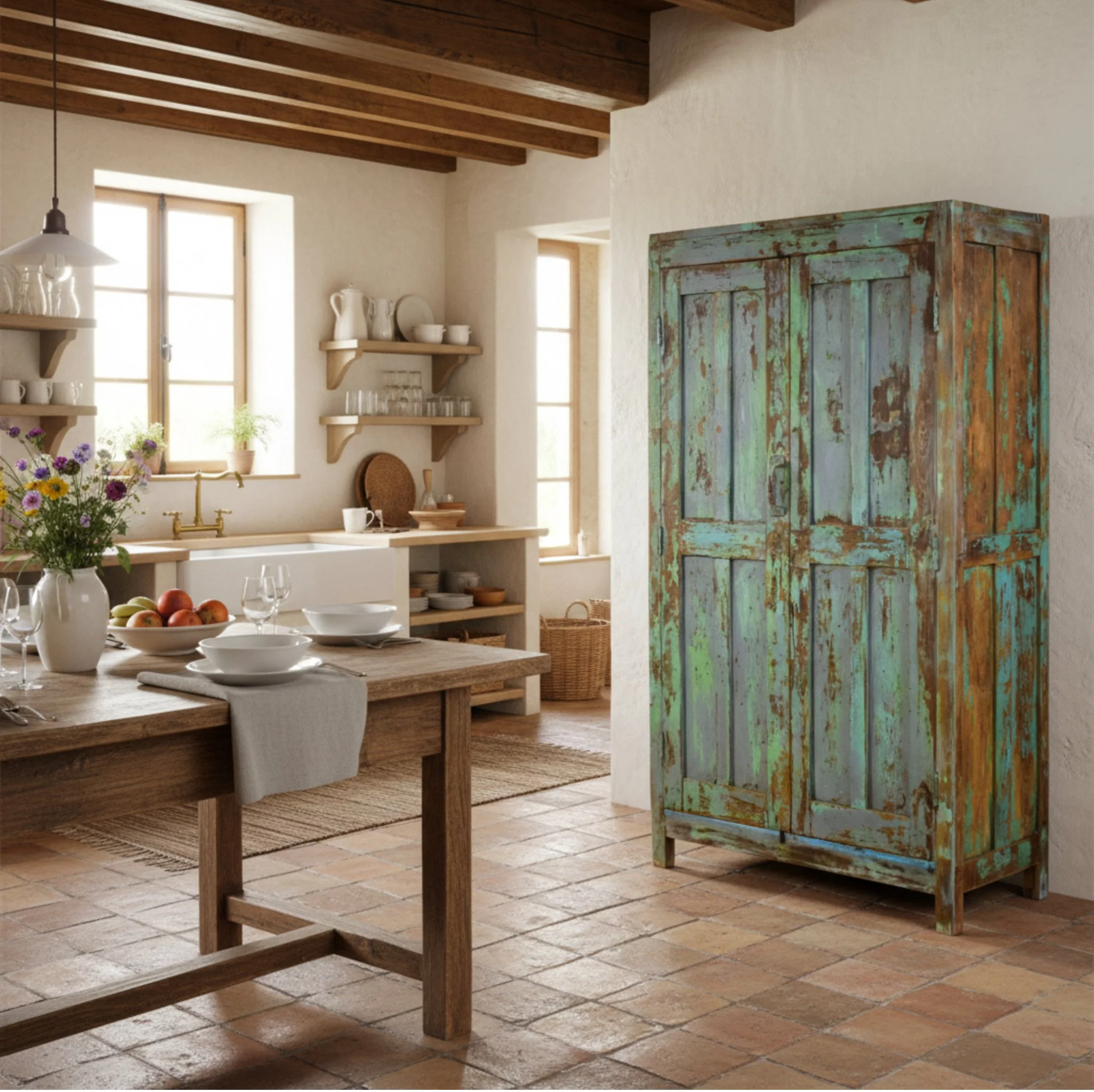 Vintage Rustic Indian Larder Cupboard
