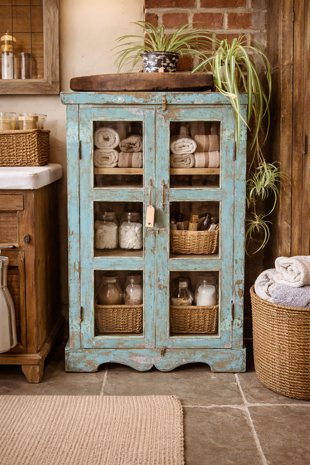 Antique Indian Glazed Cupboard