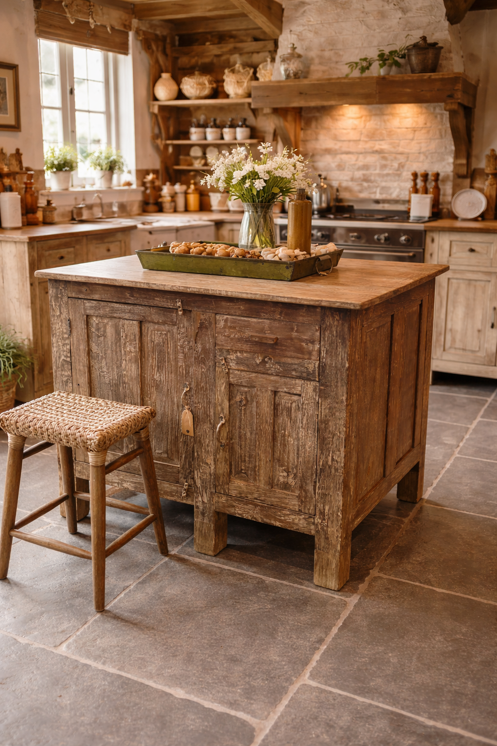 Vintage Rustic Indian Kitchen Island