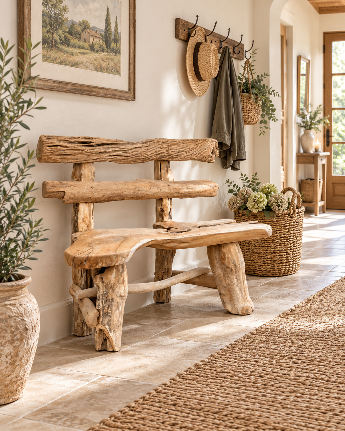 Handmade Teak Flintstone Bench