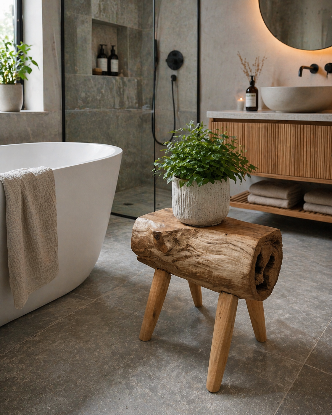 Rustic Hand Made Teak Log Stool