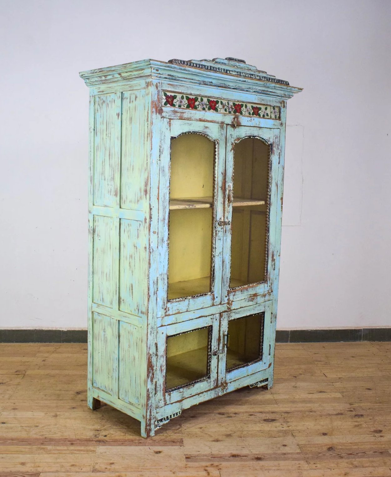 Vintage Indian Dresser with Glass Detail