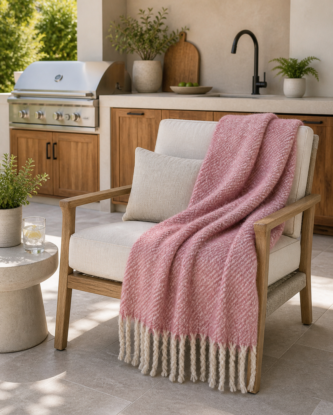 Isla Woven Tasselled Throw Heather